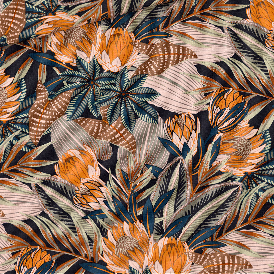 Ground Pineapple, Polar Night Blue, Gabardine in tela di cotone