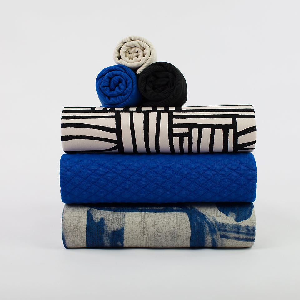 Drifting Course, Light gray and blue, Gabardine in tela di cotone