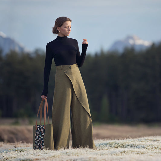 Lin et viscose, Vert Lézard