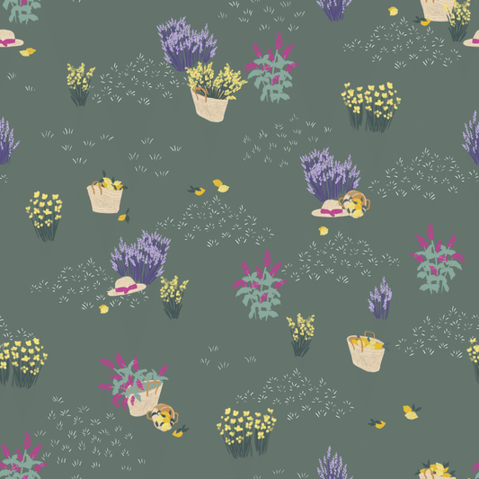 Paniers en viscose kaki, vert pétrole