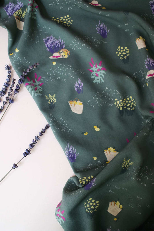 Paniers en viscose kaki, vert pétrole