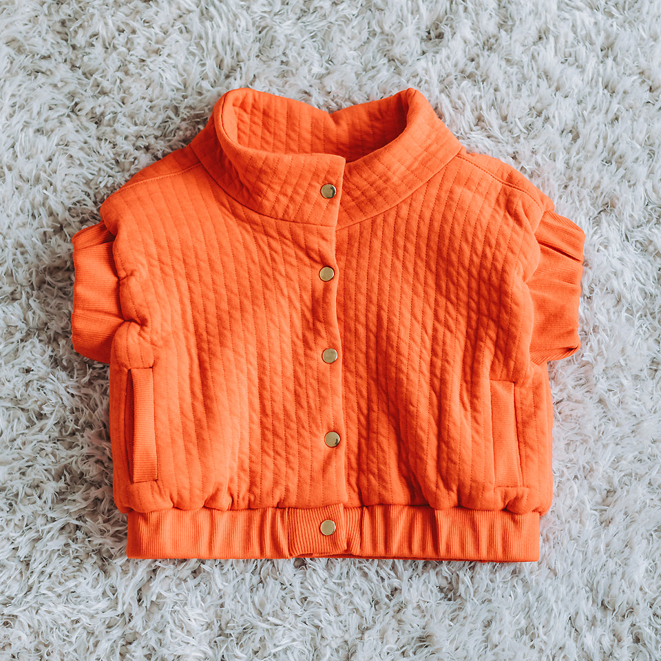 Quilted Knit, Flame Red, Trapunta misto cotone