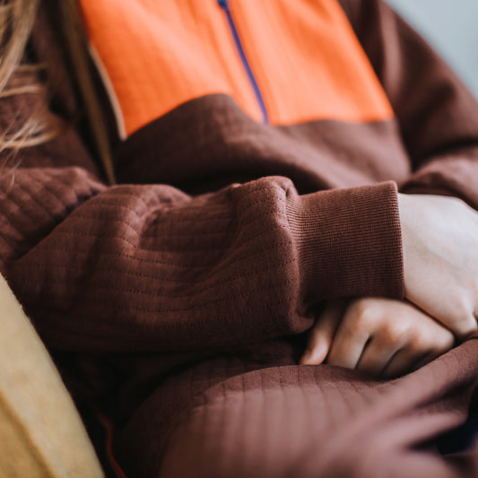 Quilted Knit, Rum Raisin Brown, Trapunta misto cotone