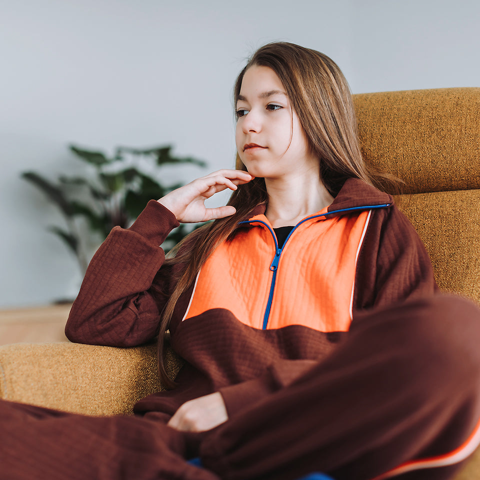 Quilted Knit, Rum Raisin Brown, Trapunta misto cotone