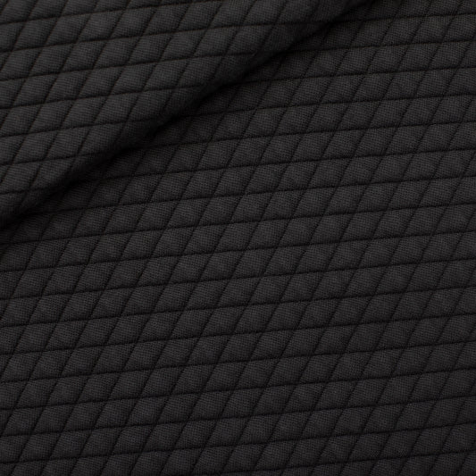 Quilted Piqué Knit, Black, Trapunta misto cotone