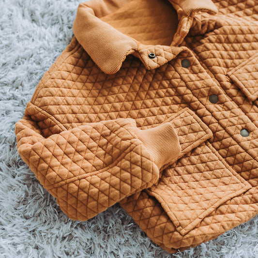 Quilted Piqué Knit, Buckthorn Brown, Trapunta misto cotone