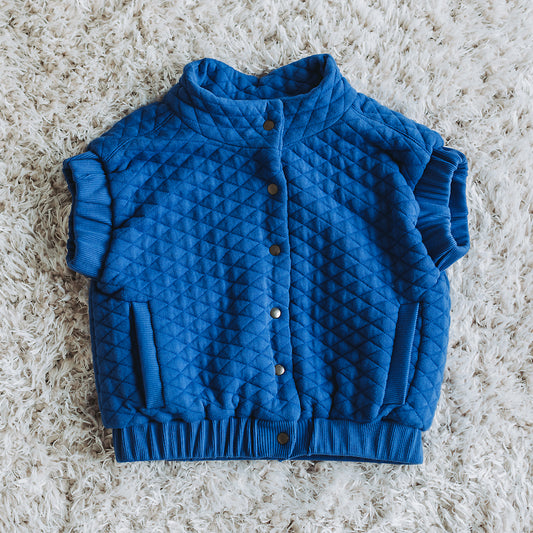 Quilted Piqué Knit, Surf The Web Blue, Trapunta misto cotone