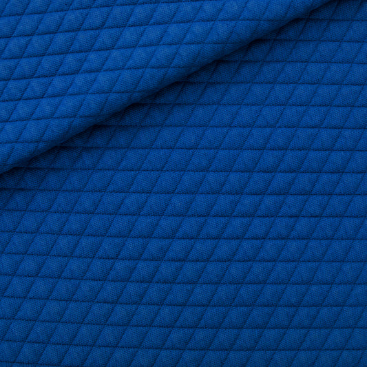 Quilted Piqué Knit, Surf The Web Blue, Trapunta misto cotone