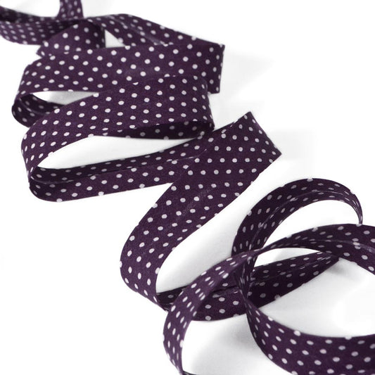 "Prune delicate" polka dot bias