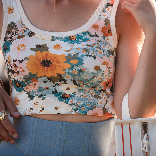 Flower Painting, Blu e Turchese, French terry