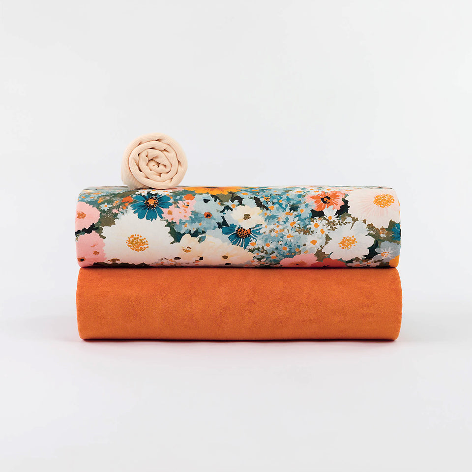 Flower Painting, Blu e Turchese, French terry