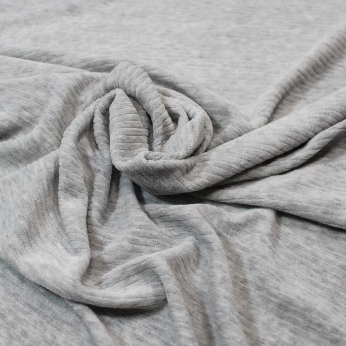 Chute de 45cm, Velours de coton, babyrib, Gris Chine