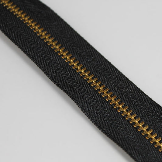 Jeans Zipper, 20cm, Black with Gold Teeth