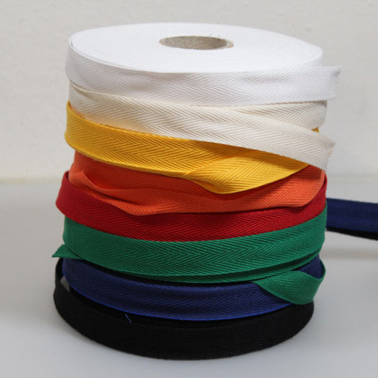 15mm high herringbone ribbon, various colours