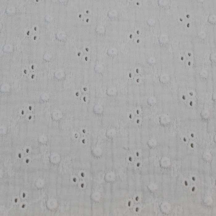 Stile sangallo - Doppia garza goffrata unito Blanc