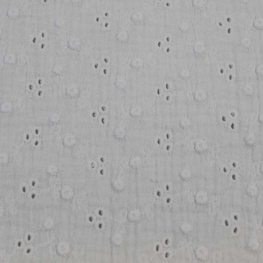 Stile sangallo - Doppia garza goffrata unito Blanc