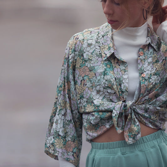 Fin de série 100cm, Imaginez toutes les fleurs, écru, viscose ECOVERO