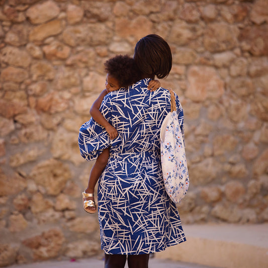 Ink strokes, Sail blue, Linen and viscose