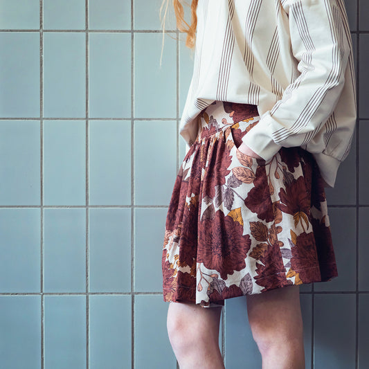 Peonies, Almond peach gray, Linen and viscose