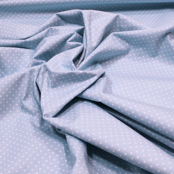 Fin de série 170cm, Pois, bleu clair, coton français