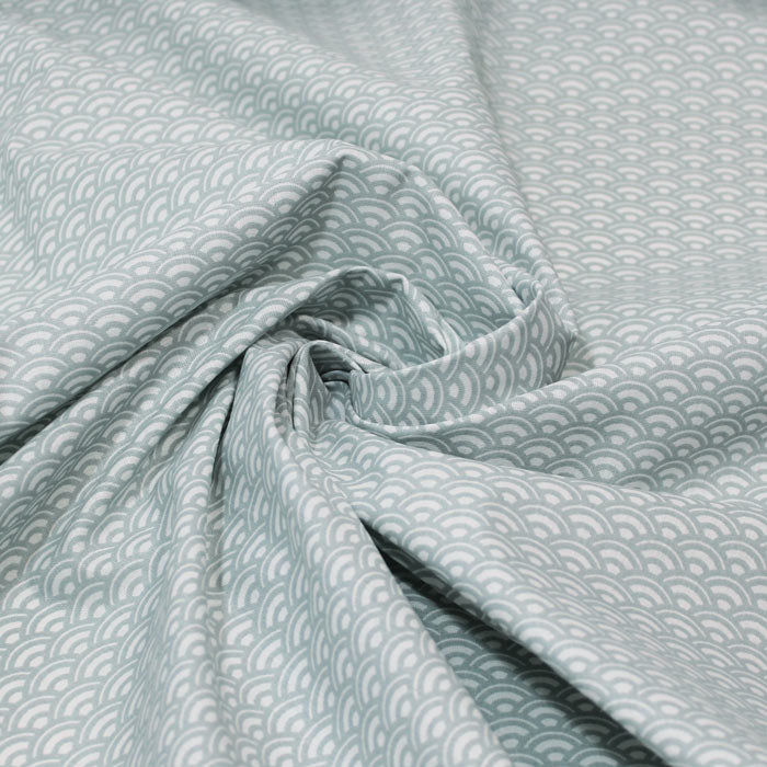 Saijo, blanc et aigue-marine, coton français