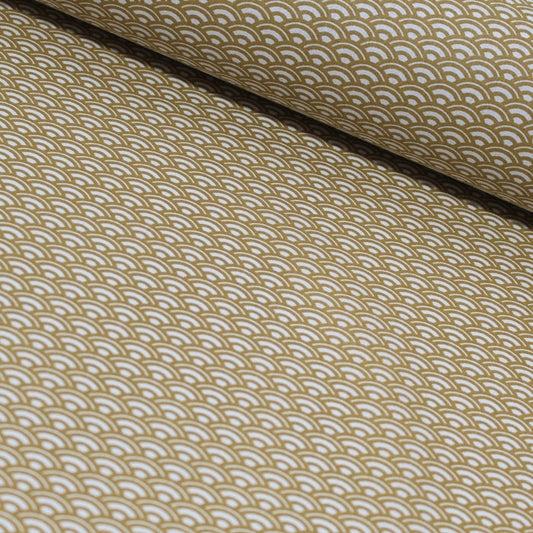 Saijo, bianco e ocra, cotone francese