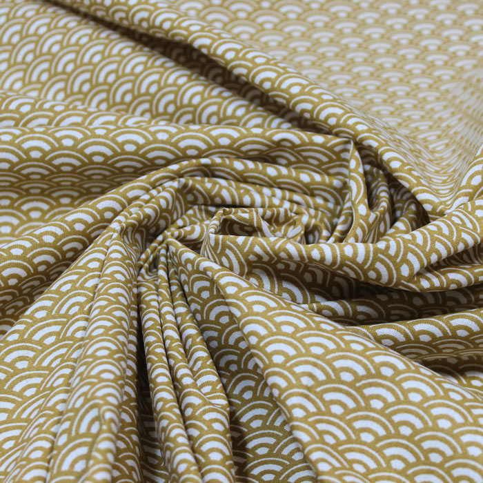 Saijo, blanc et ocre, coton français
