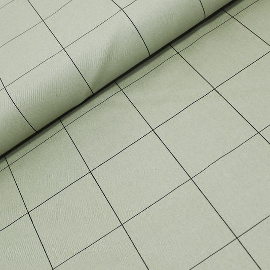 Thin Grid, Tea Green, gabardine in tela di cotone
