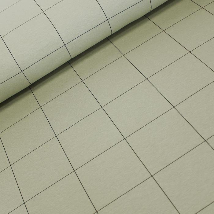 Thin Grid, Tea Green, felpa garzata