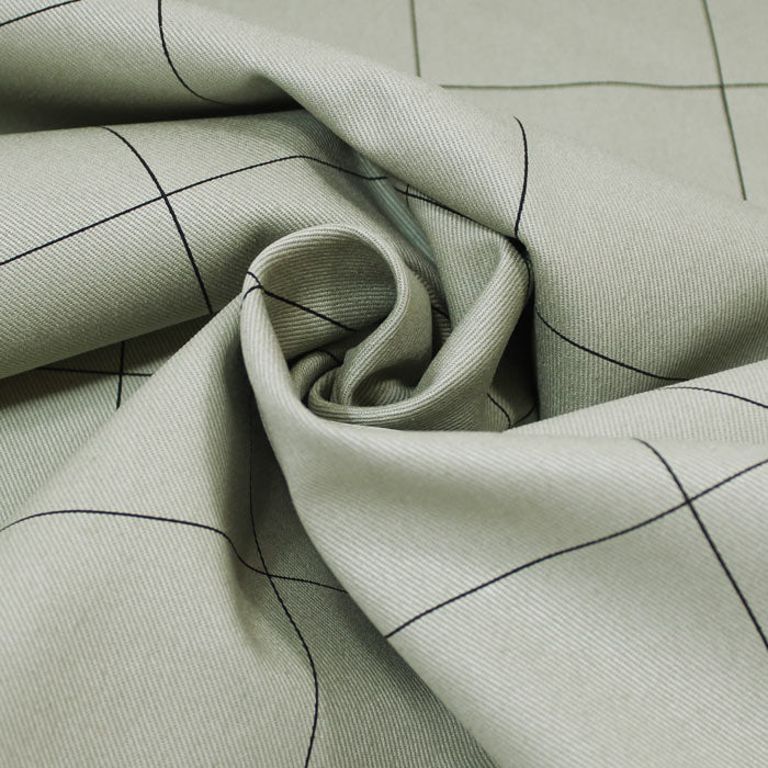 Thin Grid, Tea Green, gabardine in tela di cotone