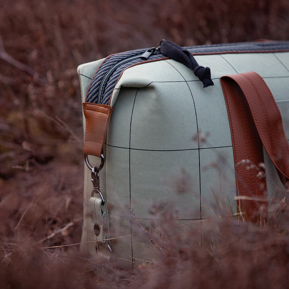 Thin Grid, Tea Green, gabardine in tela di cotone
