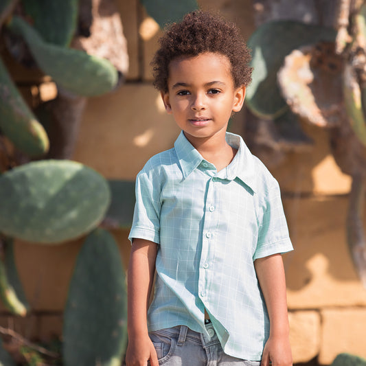 Grille fine, vert port, viscose