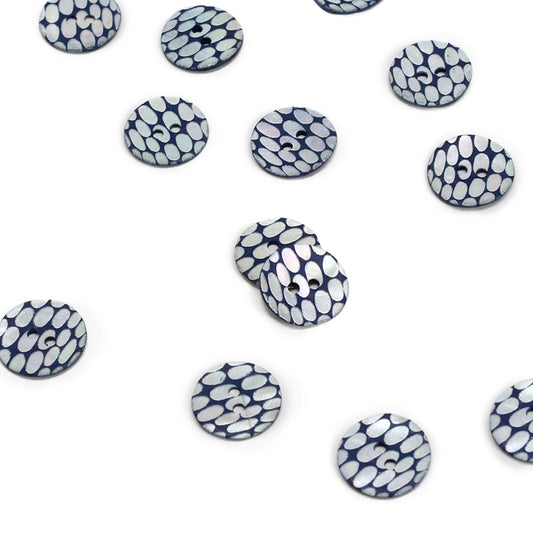 Mother of pearl button, navy blue - various sizes