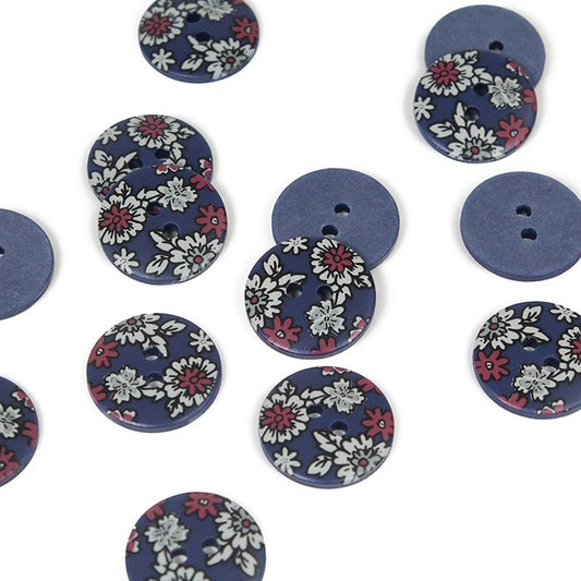 Navy blue liberty button, 18mm