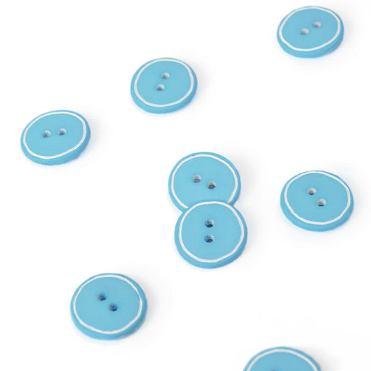Blue edged button - various sizes