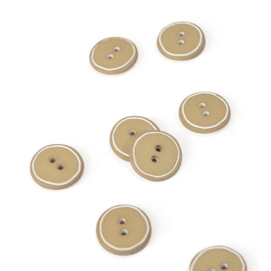 Beige edged button - various sizes