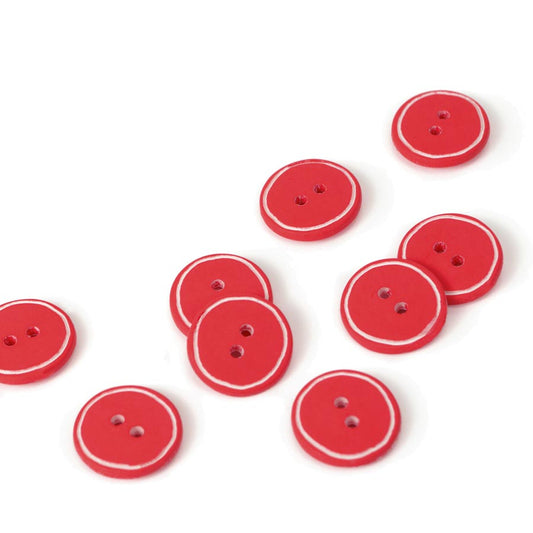 Poppy Red Edged Button - Various Sizes