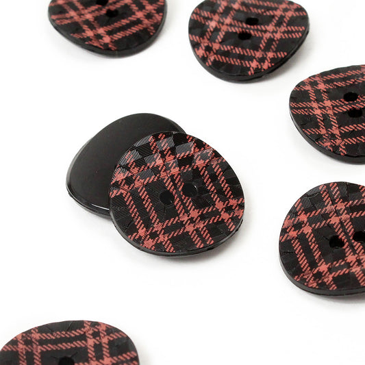 Scottish button, red and black