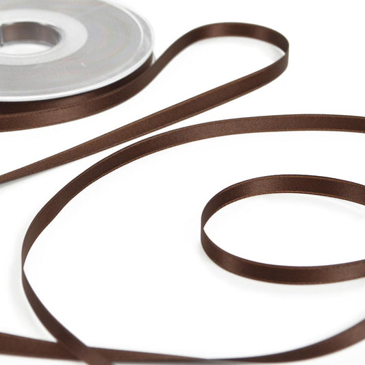 Double satin ribbon chocolate 6mm