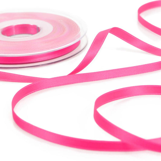 Fuchsia double satin ribbon 6mm
