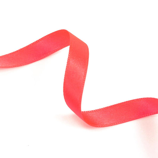 Fluorescent pink double satin ribbon