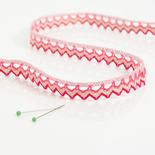 Pink and fuchsia multicolored lace