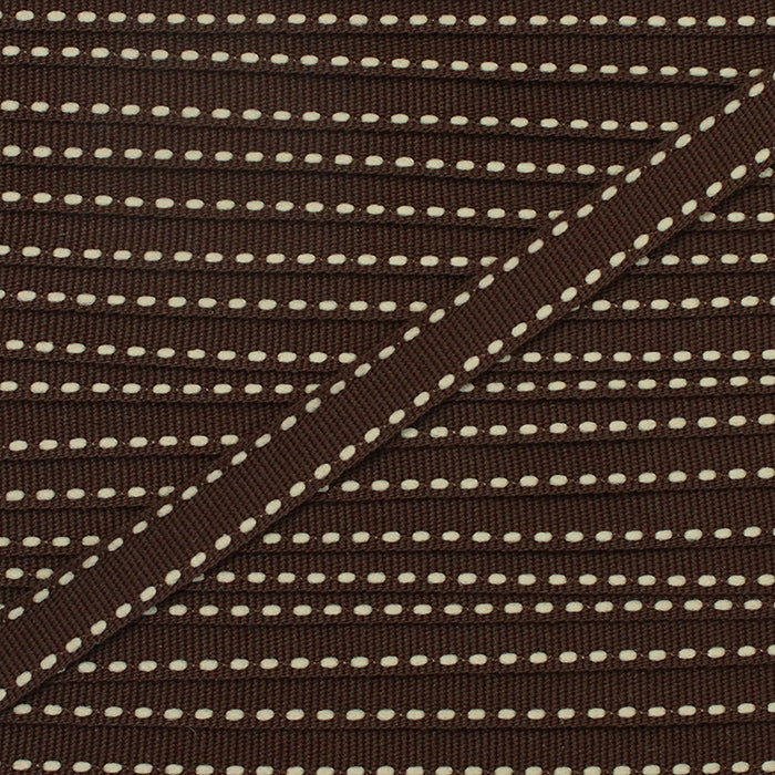 Nastro gros-grain cioccolato con impuntura