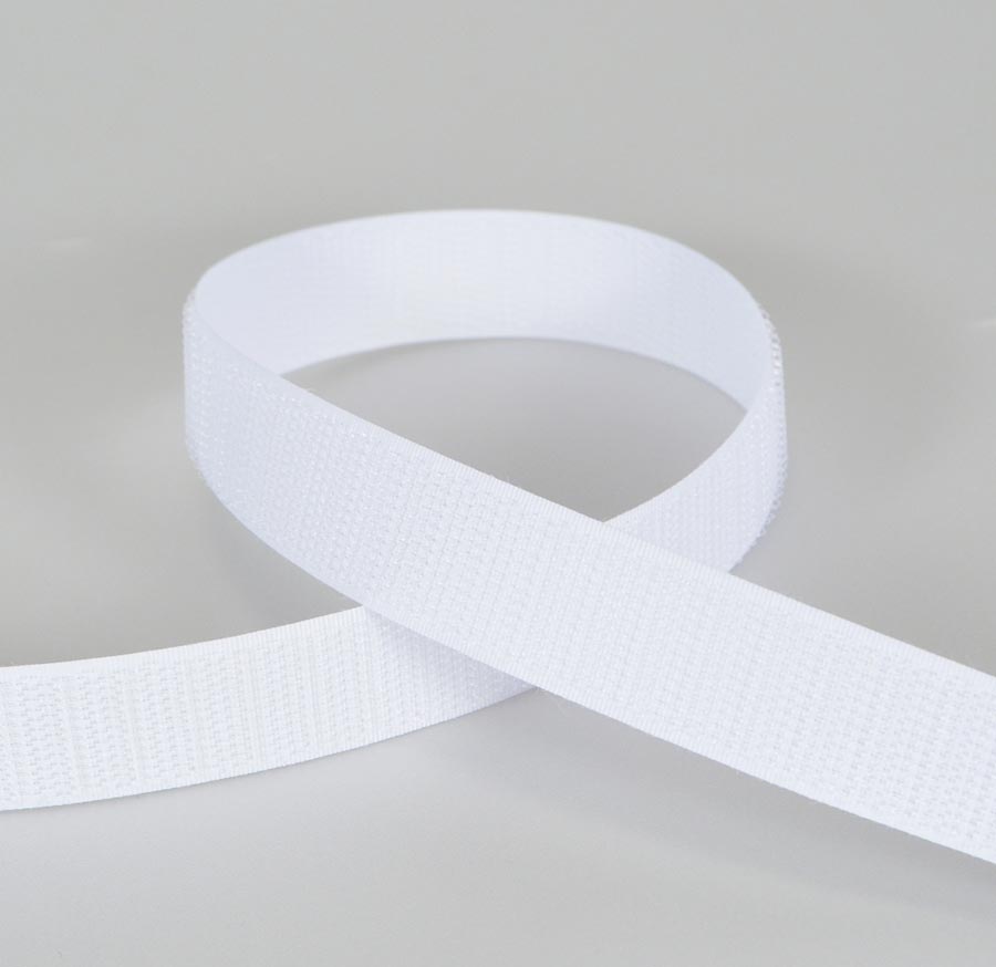Nastro velcro bianco, asola e uncino