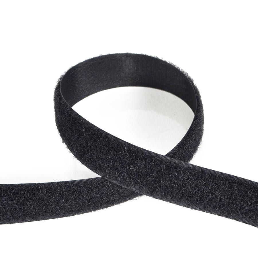 Nastro velcro nero, asola e uncino
