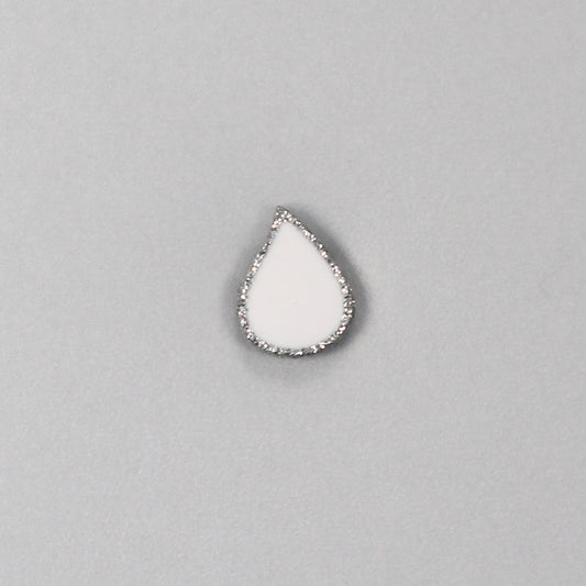 White drop button, silver edge - various colors