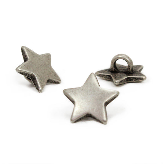 Antique Silver Star Button, 11mm