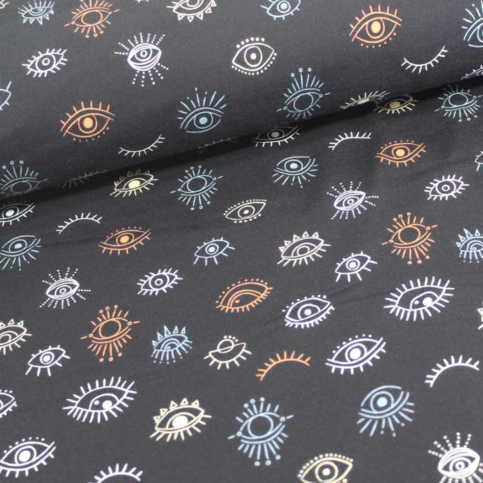Fin de série 90cm, Eye see you, Noir, Jersey Coton