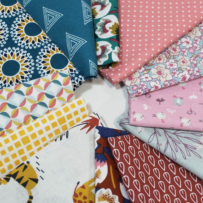 Fat quarter, Kalmia, Menthe, cotone francese