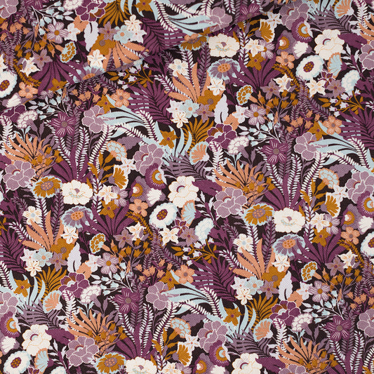Flower wealth, Nocturne purple, Cotton canvas gabardine